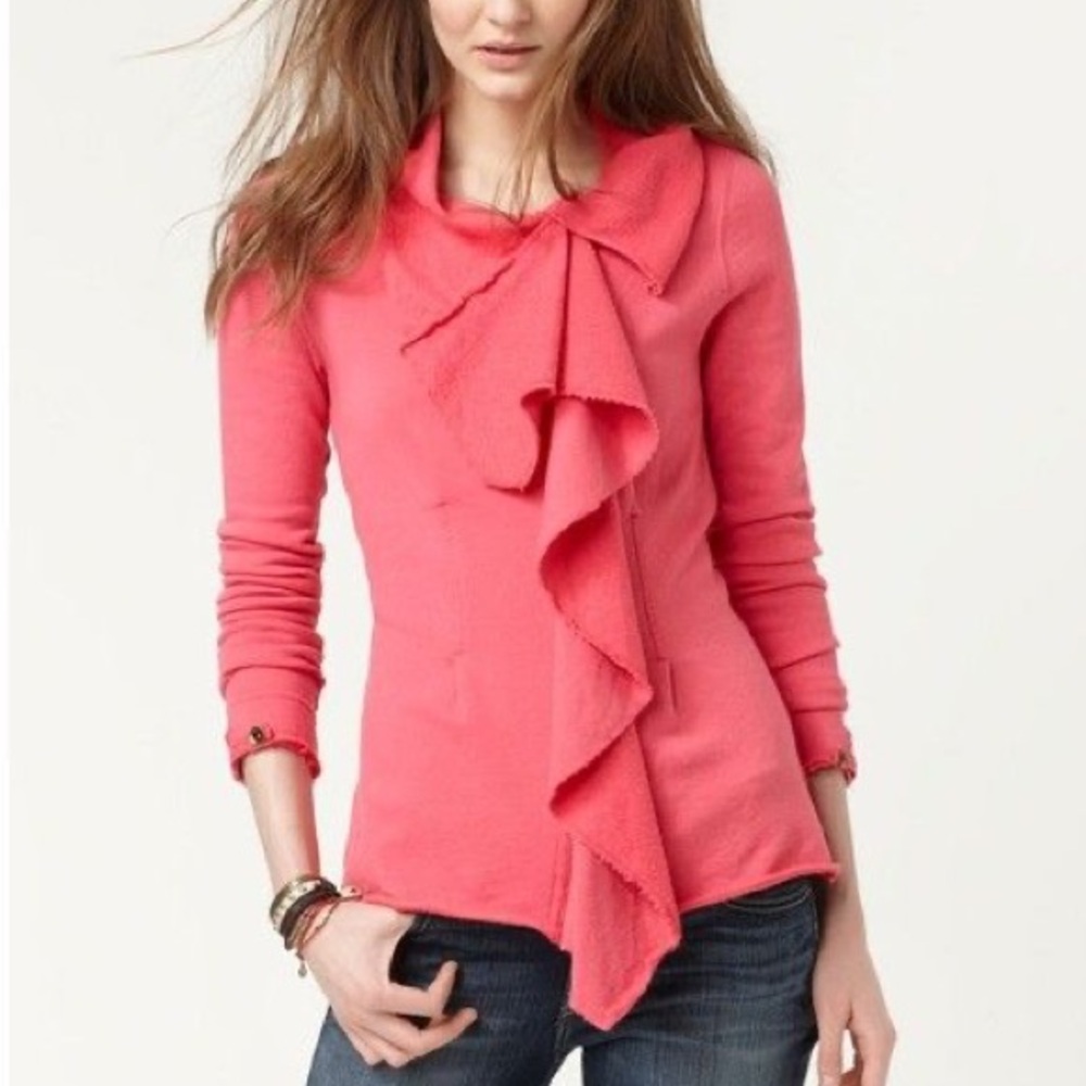 We The Free Coral/Pink Ruffle zip-up Jacket M